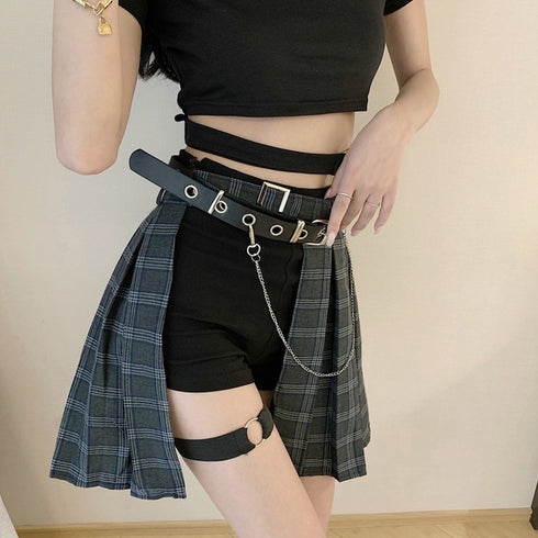 原宿系 ダンス衣装 ベルト付き 韓国風 原宿系 ダンス衣装 ベルト付き 韓国風 スカート セクシーアシンメトリー 演出服 コスプレスカート 80JIAYI-002