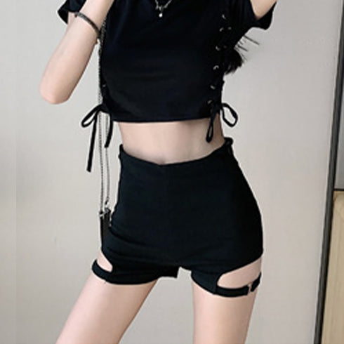 ホットパンツ ハイウエスト セクシー ホットパンツ ハイウエスト セクシー ボトムス 切り替え 無地 ヒップホップ ステージ衣装 80JIAYI-003