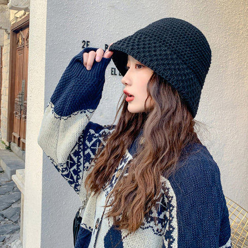 ニットバケットハット レディース ニットバケットハット レディース ニットキャップ 韓国風 あったか ニット帽子 大人 小物 おしゃれ 折りたたみ 秋冬物 80JIEMAO-001
