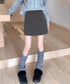 ウールライクミニタイトスカート 美脚脚長 ハイウエストスカートレディース 膝上丈Aラインスカート ウール風ショートスカート インパン裏地付きスカート 可愛い 無地 80JIY-001