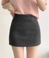 ウールライクミニタイトスカート 美脚脚長 ハイウエストスカートレディース 膝上丈Aラインスカート ウール風ショートスカート インパン裏地付きスカート 可愛い 無地 80JIY-001