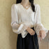 レディース ニットトップス 韓国 秋服 vネック ニットソー ぽわん袖 シースルー シフォン袖 異素材切替 トップス きれいめ ケーブル編み セーター 大人 80JMM-001
