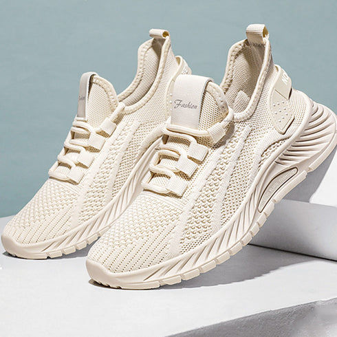 スニーカー レディース ニットスニーカー レースアップローカット メッシュウォーキングシューズ 歩きやすい カジュアル靴 滑りにくい 軽量 通気性スポーツシューズ 80JSHY-003