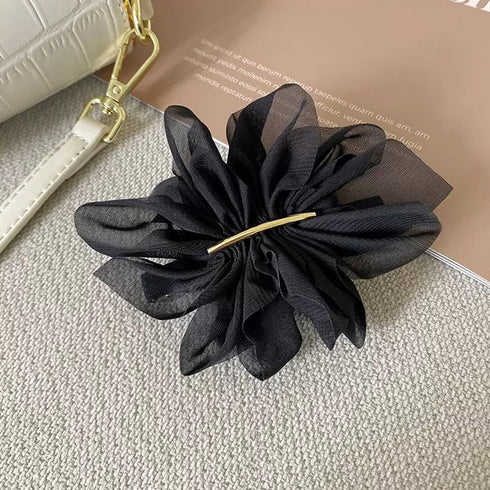 シフォンバレッタ レディースヘアアレンジ おしゃれ ヘアアクセサリー 大人可愛い まとめ髪 上品清楚 ヘアクリップ 韓国ファッション 大きめ 結婚式 二次会髪飾り 80JUNSHAN-003