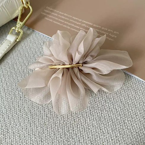 シフォンバレッタ レディースヘアアレンジ おしゃれ ヘアアクセサリー 大人可愛い まとめ髪 上品清楚 ヘアクリップ 韓国ファッション 大きめ 結婚式 二次会髪飾り 80JUNSHAN-003