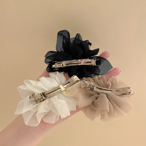 シフォンバレッタ レディースヘアアレンジ おしゃれ ヘアアクセサリー 大人可愛い まとめ髪 上品清楚 ヘアクリップ 韓国ファッション 大きめ 結婚式 二次会髪飾り 80JUNSHAN-003