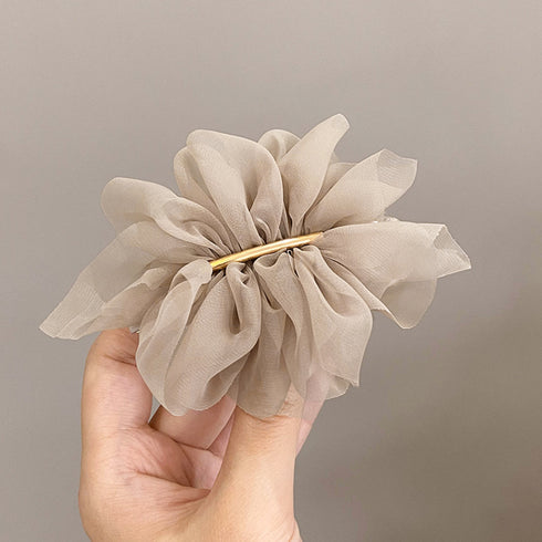 シフォンバレッタ レディースヘアアレンジ おしゃれ ヘアアクセサリー 大人可愛い まとめ髪 上品清楚 ヘアクリップ 韓国ファッション 大きめ 結婚式 二次会髪飾り 80JUNSHAN-003