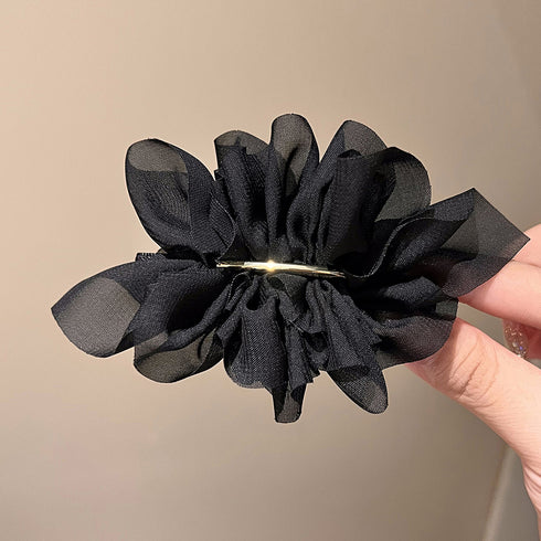 シフォンバレッタ レディースヘアアレンジ おしゃれ ヘアアクセサリー 大人可愛い まとめ髪 上品清楚 ヘアクリップ 韓国ファッション 大きめ 結婚式 二次会髪飾り 80JUNSHAN-003