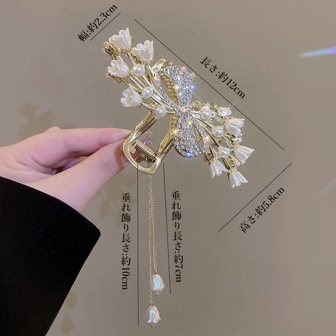 ヘアクリップ ゴージャスヘアアクセサリー 髪留め 韓国 パール ビジュー ヘアアレンジ キラキラ パーティー ジュエリー エレガント バンスクリップ 華やか髪飾り 80JUNSHAN-005
