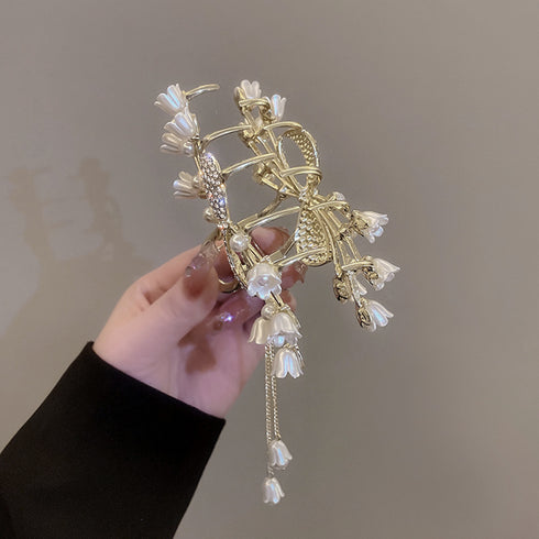 ヘアクリップ ゴージャスヘアアクセサリー 髪留め 韓国 パール ビジュー ヘアアレンジ キラキラ パーティー ジュエリー エレガント バンスクリップ 華やか髪飾り 80JUNSHAN-005