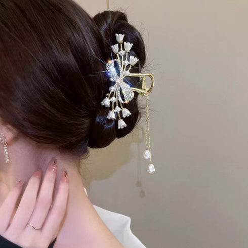 ヘアクリップ ゴージャスヘアアクセサリー 髪留め 韓国 パール ビジュー ヘアアレンジ キラキラ パーティー ジュエリー エレガント バンスクリップ 華やか髪飾り 80JUNSHAN-005