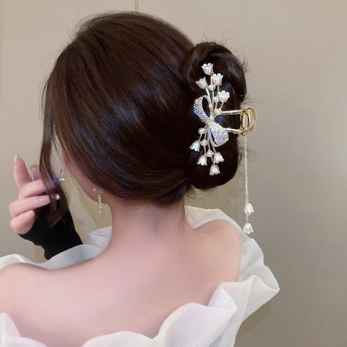 ヘアクリップ ゴージャスヘアアクセサリー 髪留め 韓国 パール ビジュー ヘアアレンジ キラキラ パーティー ジュエリー エレガント バンスクリップ 華やか髪飾り 80JUNSHAN-005
