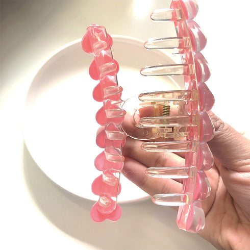 ハートヘアクリップ ピンクバンスクリップ 大きめ ヘアクリップ 韓国 簡単挟む 髪留め 20代 30代 髪飾り まとめ髪 ヘアアクセサリー デイリーヘアアレンジ 80JUNSHAN-006