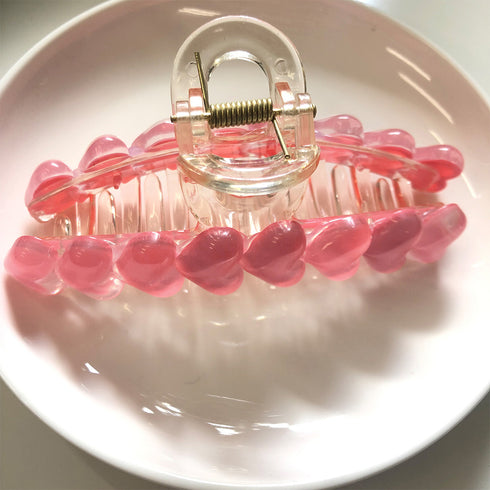 ハートヘアクリップ ピンクバンスクリップ 大きめ ヘアクリップ 韓国 簡単挟む 髪留め 20代 30代 髪飾り まとめ髪 ヘアアクセサリー デイリーヘアアレンジ 80JUNSHAN-006