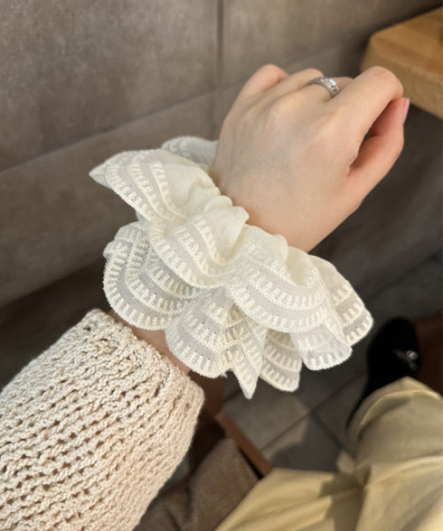 ボリュームレースシュシュ 韓国風ヘアゴム レディース 大人かわいい ヘアアクセ フェミニン ヘアグッズ 甘めスタイル 髪飾り おしゃれ まとめ髪 オルチャン髪ゴム 80JUNSHAN-011