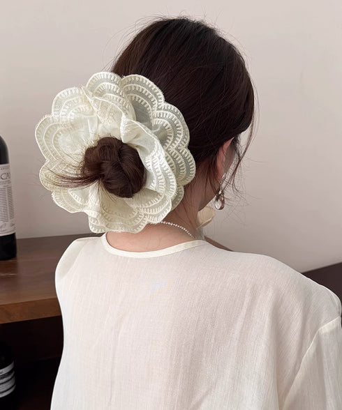 ボリュームレースシュシュ 韓国風ヘアゴム レディース 大人かわいい ヘアアクセ フェミニン ヘアグッズ 甘めスタイル 髪飾り おしゃれ まとめ髪 オルチャン髪ゴム 80JUNSHAN-011