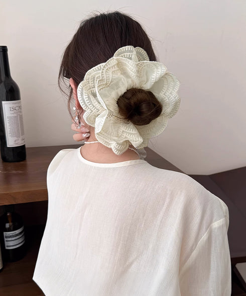 ボリュームレースシュシュ 韓国風ヘアゴム レディース 大人かわいい ヘアアクセ フェミニン ヘアグッズ 甘めスタイル 髪飾り おしゃれ まとめ髪 オルチャン髪ゴム 80JUNSHAN-011