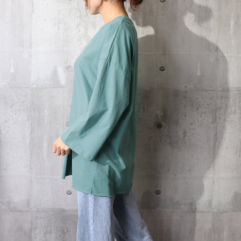 九分袖 ロンt カットソー 九分袖 ロンt カットソー ロングtシャツ カジュアル トップス 無地 ゆったり 韓国風 80KELAIL-002