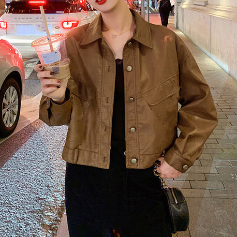 ライダースジャケット レディース革ジャン おしゃれ レザージャケット 韓国秋冬 カッコいい ストリートカジュアル ショート フェイクレザーアウター レトロ 着やせ 80LAIY-002