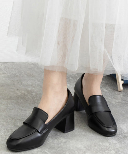 ローファーパンプス チャンキーヒール靴 レディース スクエアトゥパンプス 通学通勤 歩きやすいシューズ きれいめオフィスビジネスくつ おしゃれ 太ヒールパンプス 80LCHANG-001