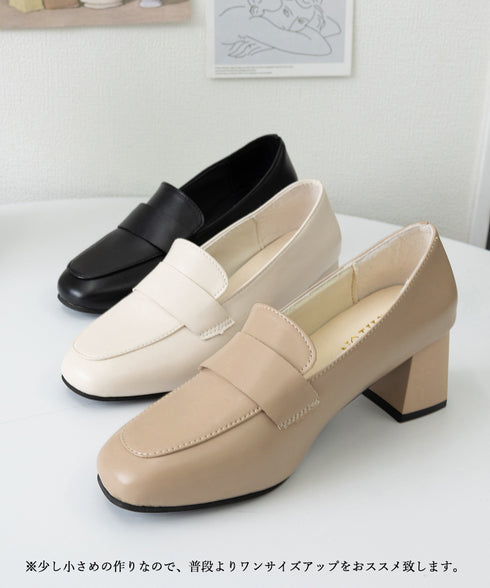 ローファーパンプス チャンキーヒール靴 レディース スクエアトゥパンプス 通学通勤 歩きやすいシューズ きれいめオフィスビジネスくつ おしゃれ 太ヒールパンプス 80LCHANG-001
