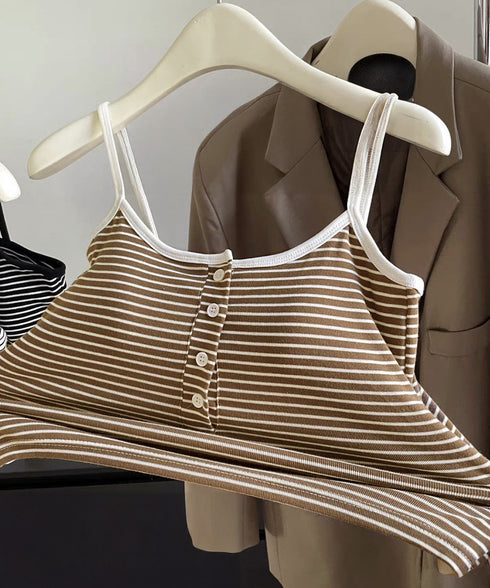 カップ付きキャミソール ブラトップ重ね着 レディースブラキャミ ショート丈 ノンワイヤー Uネックキャミソール ボーダー柄インナー パッド付き インナーウェア夏服 80LEYOU-001