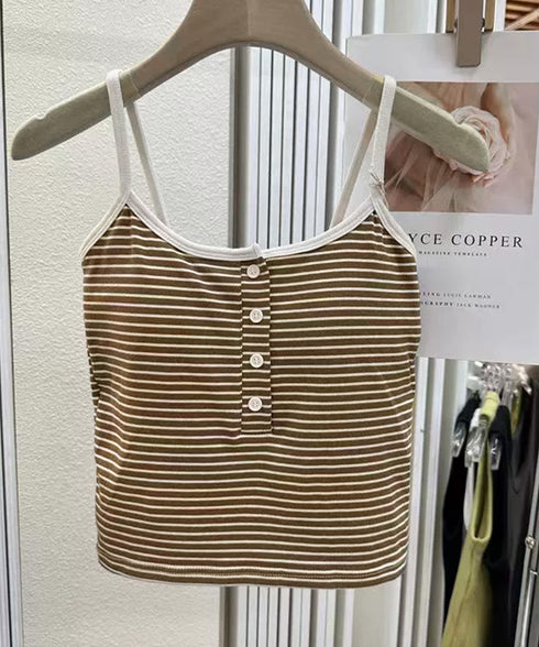 カップ付きキャミソール ブラトップ重ね着 レディースブラキャミ ショート丈 ノンワイヤー Uネックキャミソール ボーダー柄インナー パッド付き インナーウェア夏服 80LEYOU-001