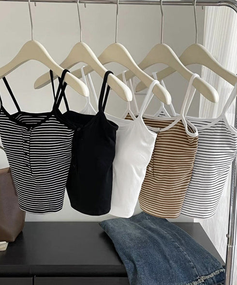 カップ付きキャミソール ブラトップ重ね着 レディースブラキャミ ショート丈 ノンワイヤー Uネックキャミソール ボーダー柄インナー パッド付き インナーウェア夏服 80LEYOU-001