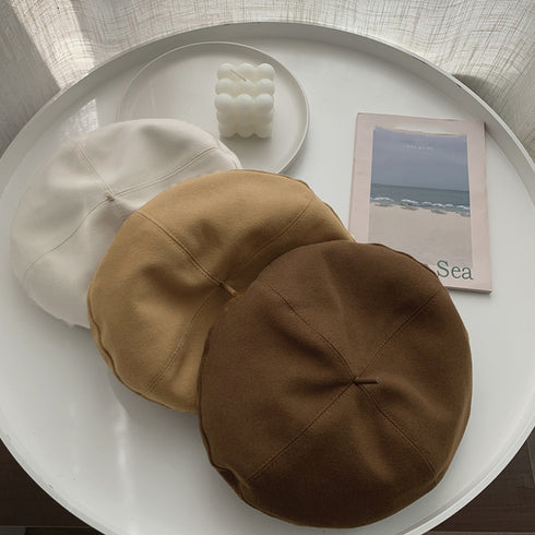 ベレー帽 レディース帽子トレンド 韓国風 フェルトベレー帽 秋冬定番ハット ベーシック ボリューム カジュアル 暖かいベレー帽大人可愛い 通勤通学 帽子無地 5色 80LFANG-001