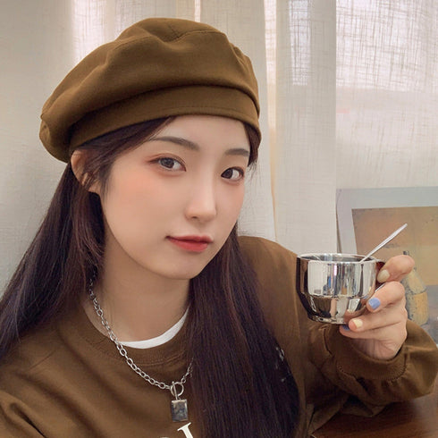 ベレー帽 レディース帽子トレンド 韓国風 フェルトベレー帽 秋冬定番ハット ベーシック ボリューム カジュアル 暖かいベレー帽大人可愛い 通勤通学 帽子無地 5色 80LFANG-001