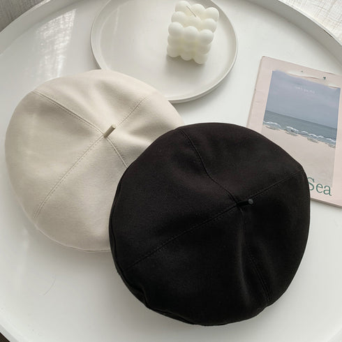 ベレー帽 レディース帽子トレンド 韓国風 フェルトベレー帽 秋冬定番ハット ベーシック ボリューム カジュアル 暖かいベレー帽大人可愛い 通勤通学 帽子無地 5色 80LFANG-001