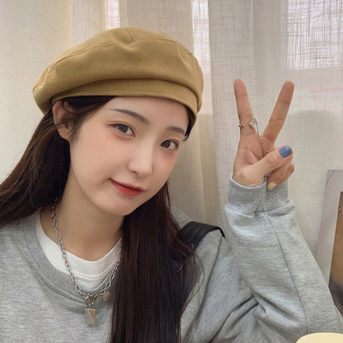 ベレー帽 レディース帽子トレンド 韓国風 フェルトベレー帽 秋冬定番ハット ベーシック ボリューム カジュアル 暖かいベレー帽大人可愛い 通勤通学 帽子無地 5色 80LFANG-001