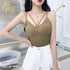 キャミソール カップ付きブラキャミ 韓国 インナートップス レディース ベアトップブラ クロスストラップ チラ見え 美胸ブラトップ セクシー胸元 下着 大人コーデ 80MEILING-001