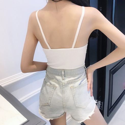 キャミソール カップ付きブラキャミ 韓国 インナートップス レディース ベアトップブラ クロスストラップ チラ見え 美胸ブラトップ セクシー胸元 下着 大人コーデ 80MEILING-001