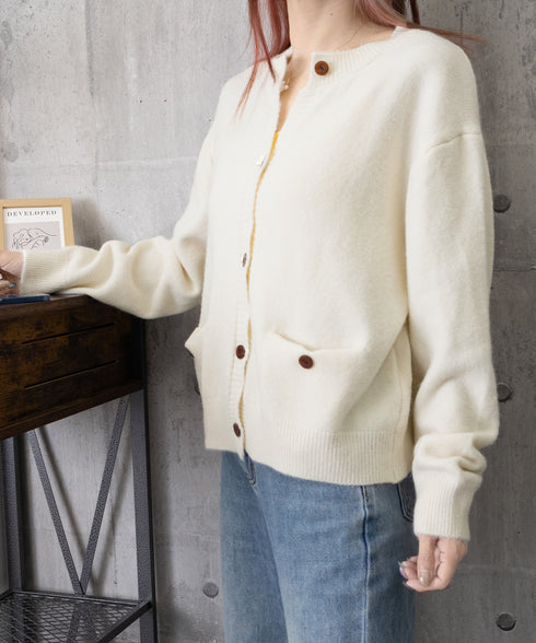 ニットカーディガン ポケット付き 秋冬服 レディース 大人可愛いニット羽織り シンプルニットトップス カジュアルきれいめ ニットアウター おしゃれ ニットセーター 80MEIREN-023