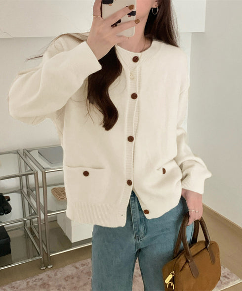 ニットカーディガン ポケット付き 秋冬服 レディース 大人可愛いニット羽織り シンプルニットトップス カジュアルきれいめ ニットアウター おしゃれ ニットセーター 80MEIREN-023