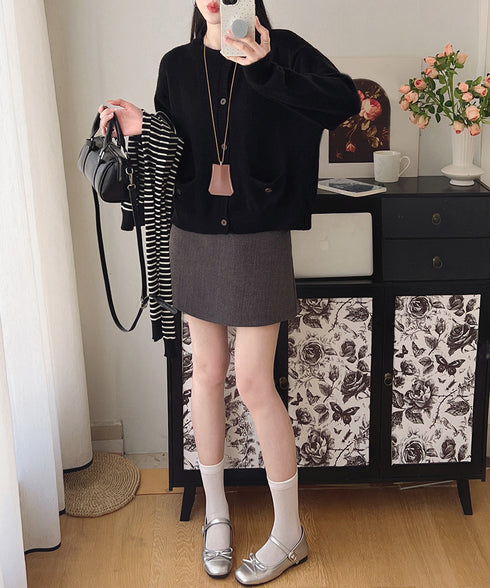 ニットカーディガン ポケット付き 秋冬服 レディース 大人可愛いニット羽織り シンプルニットトップス カジュアルきれいめ ニットアウター おしゃれ ニットセーター 80MEIREN-023