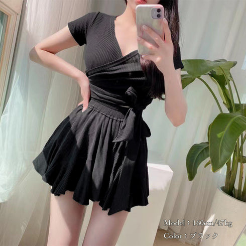 セパレート水着 カシュクール風上下セット レディース セクシー水着ビキニ 2点セット ハイウエスト 露出控え目 ママ水着 体型カバー スイムウェア夏 海水浴韓国風 80MIAOMIAO-004