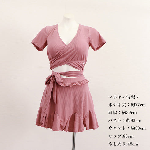 セパレート水着 カシュクール風上下セット レディース セクシー水着ビキニ 2点セット ハイウエスト 露出控え目 ママ水着 体型カバー スイムウェア夏 海水浴韓国風 80MIAOMIAO-004