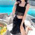 水着レディース 体型カバー水着3点セット ブラトップス ボクサーパンツ 巻きスカート 水着セット 露出少なめセクシー水着 温泉大人可愛い 韓国風スイムウエア 6色 80MIAOMIAO-005