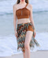 レディース 水着3点セット 盛れるみずぎ ワンショルダー水着 ビキニ 総柄パレオ ショートパンツ セクシー セパレート水着 巻きスカート スイムウェアビスチェ水着 80MIAOMIAO-006