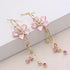 韓国風 花モチーフ フックピアス 女性 ぶら下がり ロングピアス ラインストーン 揺れるピアス レディース きれいめ アクセサリー おしゃれ 華奢ピアス 春夏 80MINGHANG-001