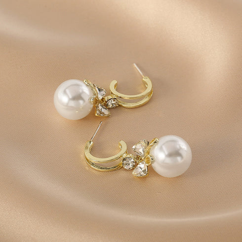 ピアス 韓国 揺れる パールリボンピアス 大粒ピアス レディース 一粒フェイクパール 大ぶりピアス 結婚式 披露宴 アクセサリー プチプラ おしゃれ 耳飾り女性 80MINGHANG-004