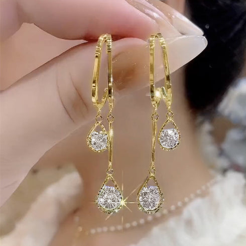 ドロップ ロングピアス レディース 小顔 きらきら 結婚式 アクセサリー ジュエリー 揺れる きれいめ パーティーピアス プチプラ ピアス フェミニン 耳飾り女性 80MINGHANG-005