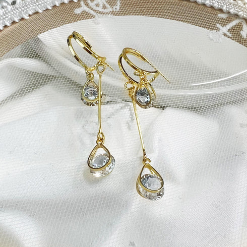 ドロップ ロングピアス レディース 小顔 きらきら 結婚式 アクセサリー ジュエリー 揺れる きれいめ パーティーピアス プチプラ ピアス フェミニン 耳飾り女性 80MINGHANG-005