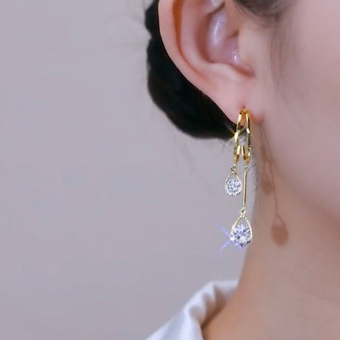 ドロップ ロングピアス レディース 小顔 きらきら 結婚式 アクセサリー ジュエリー 揺れる きれいめ パーティーピアス プチプラ ピアス フェミニン 耳飾り女性 80MINGHANG-005