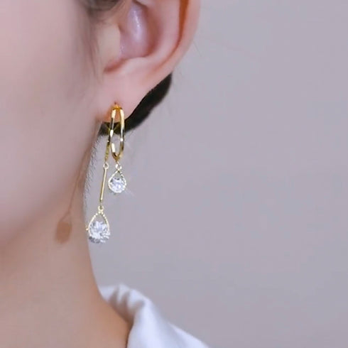 ドロップ ロングピアス レディース 小顔 きらきら 結婚式 アクセサリー ジュエリー 揺れる きれいめ パーティーピアス プチプラ ピアス フェミニン 耳飾り女性 80MINGHANG-005