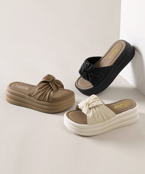 リボン厚底サンダル レディース 美脚夏靴 ボリュームソール ねじりサンダル 履きやすいサマーサンダル 軽量 コンフォートきれいめサンダル 韓国風 ビーチサンダル海 80MOJUX-001