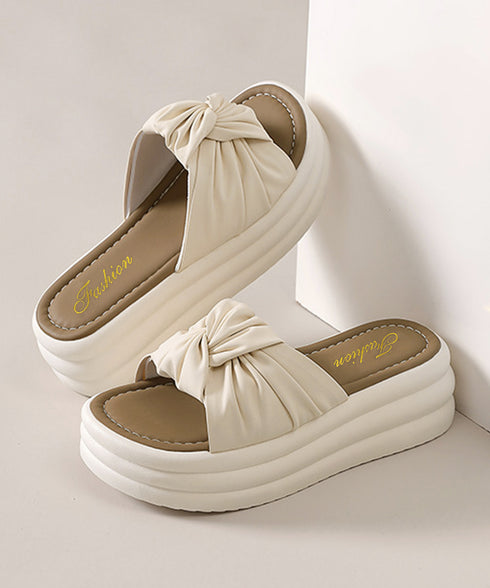 リボン厚底サンダル レディース 美脚夏靴 ボリュームソール ねじりサンダル 履きやすいサマーサンダル 軽量 コンフォートきれいめサンダル 韓国風 ビーチサンダル海 80MOJUX-001