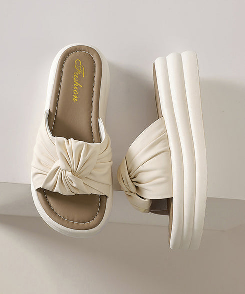 リボン厚底サンダル レディース 美脚夏靴 ボリュームソール ねじりサンダル 履きやすいサマーサンダル 軽量 コンフォートきれいめサンダル 韓国風 ビーチサンダル海 80MOJUX-001